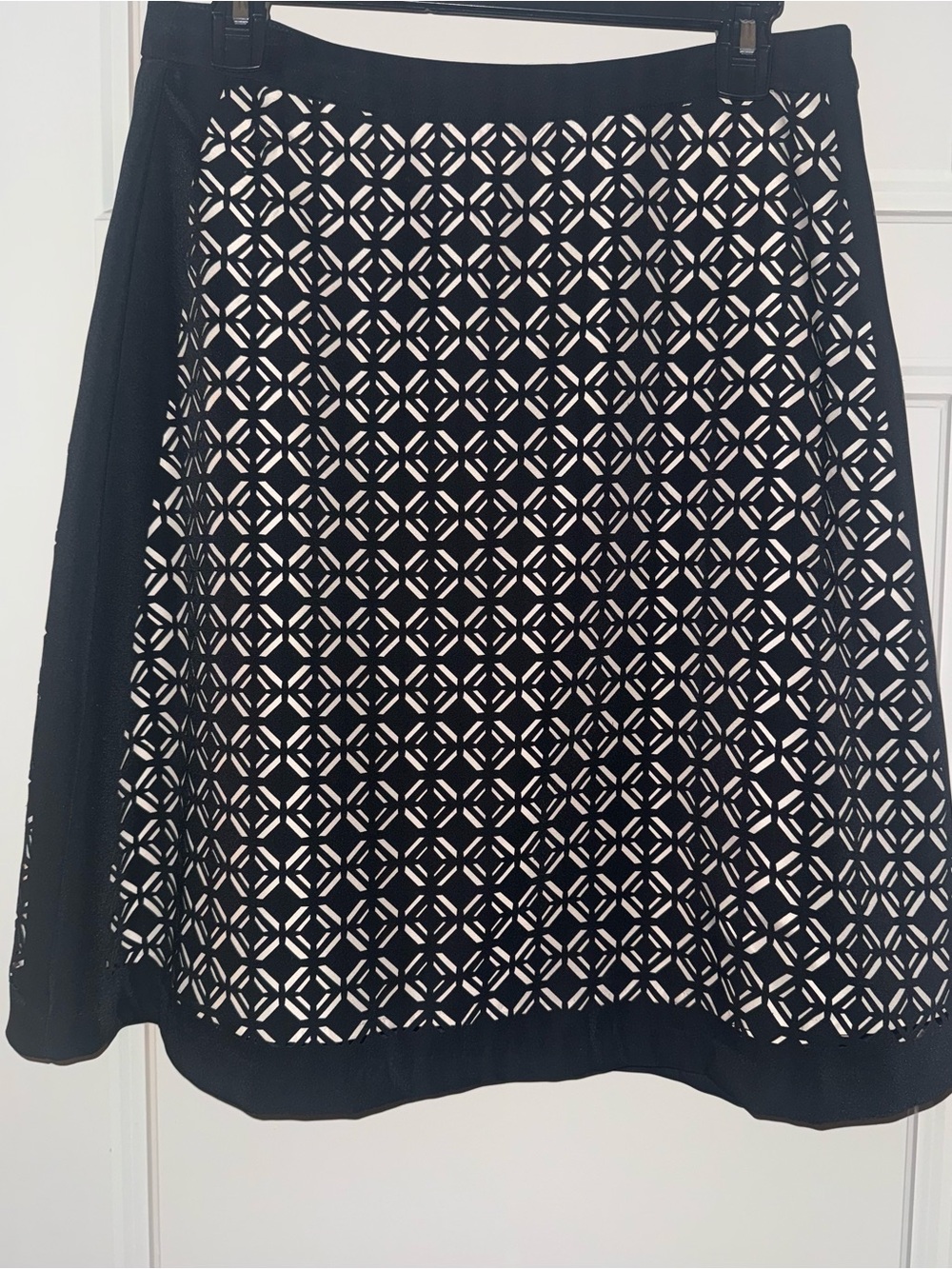 Catherine Malandrino Black and White Geometric A-Line Skirt
